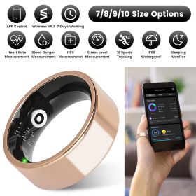 Smart Ring Health Tracker Fitness/Sleep/Stress/HRV Tracker with Charging Case Magnetic Charging Cable for Women & Men Compatible with iOS & Android 7- (size: RoseGold_9)